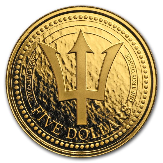2018 Barbados 1 oz Gold Trident BU 2018 Barbados 1 oz Gold Trident BU